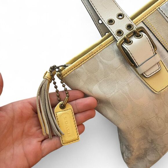 Coach Signature Limited Edition Metallic Silver Slim Tote - Picture 6 of 8